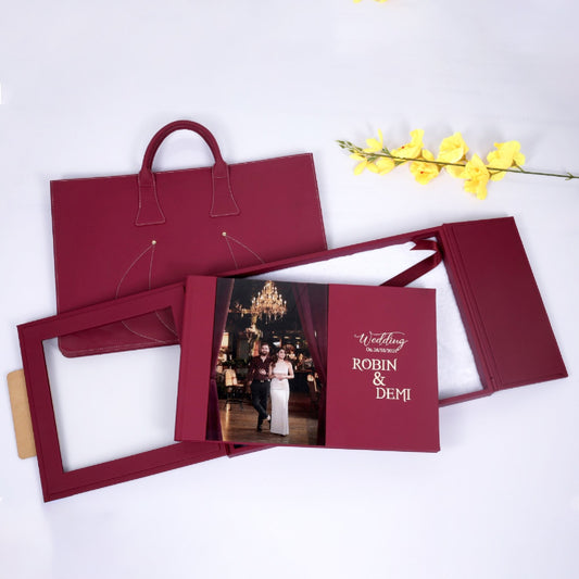 Transparent Leather Box With Text Print On Wooden Plate (SP-14) photo 2
