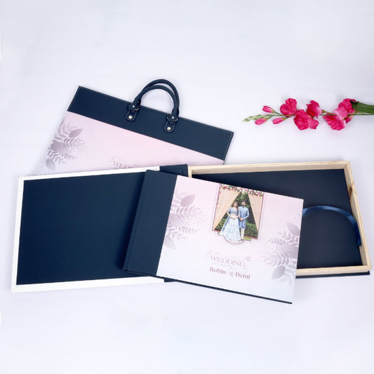 Wooden Frame Box With White Leather Printing (SP-31) photo 2