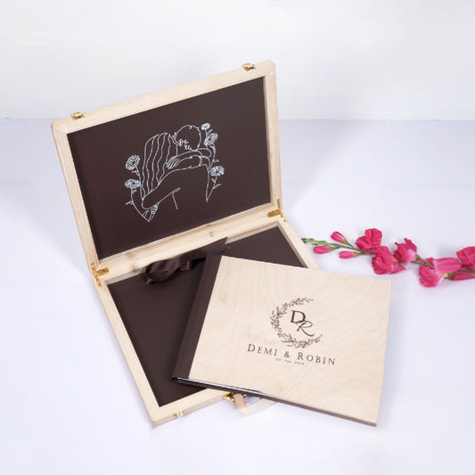 Elegant Wooden Briefcase with Text Embossing (GR-01) photo 1