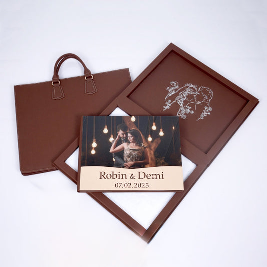 Premium Leather Box With CNC Wooden Cutting Text Details (SP-02) photo 2