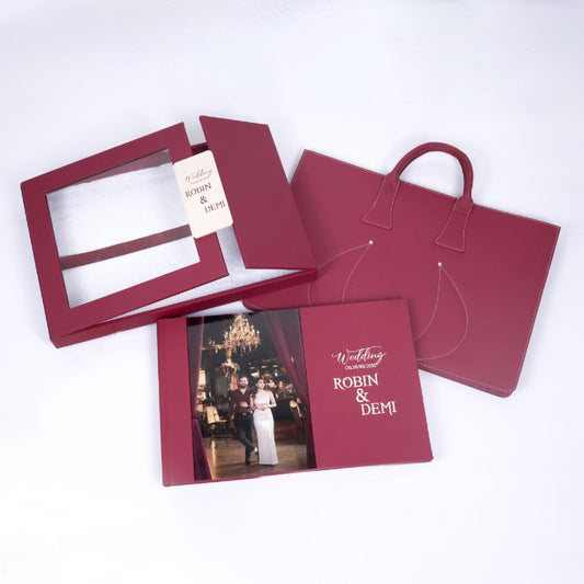 Transparent Leather Box With Text Print On Wooden Plate (SP-14) photo 1