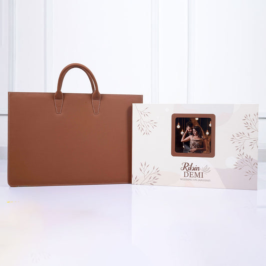 White Leather Printed Cover With Acrylic Window (LS-02) photo 2