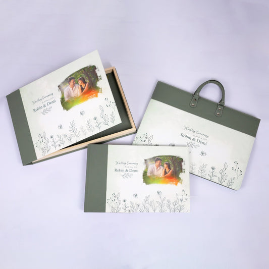 Wooden Frame Box With White Leather Printing (SP-29) photo 1