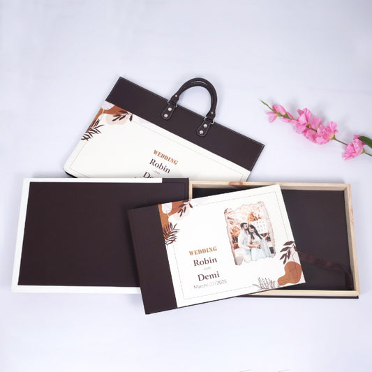 Wooden Frame Box With White Leather Printing (SP-30) photo 2